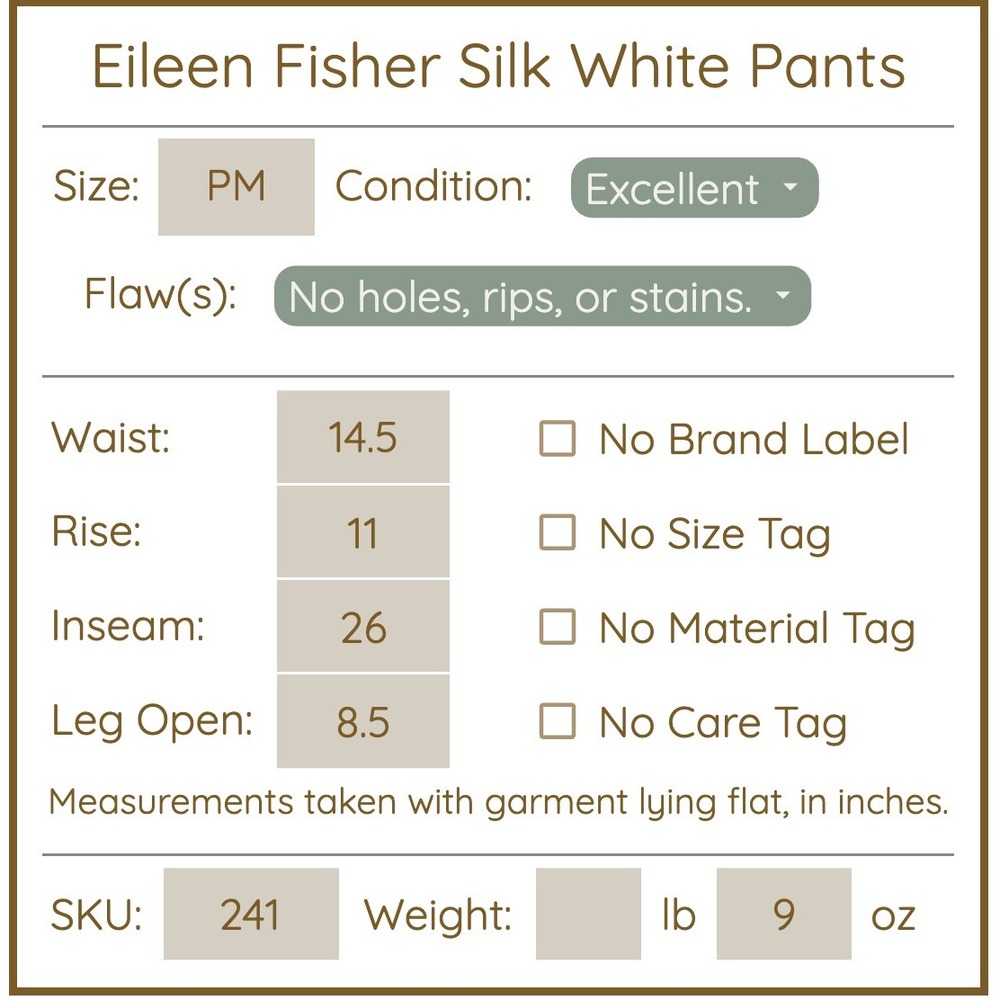 Eileen Fisher Womens Georgette 100% Silk Pants Petite PM Straight Quiet Luxury - Picture 8 of 8